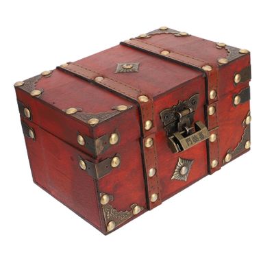 FONDOTIN Sturdy Vintage Jewelry Storage Box Lockable Treasure Chest Desktop Organizing Basket
