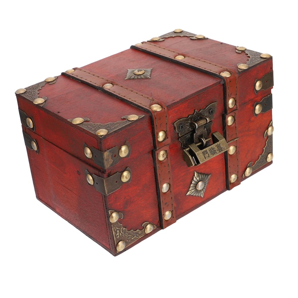 FONDOTIN Sturdy Vintage Jewelry Storage Box Lockable Treasure Chest Desktop Organizing Basket