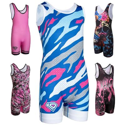 KO Sports Gear Unisex Wrestling Singlet for Adult Wrestlers - Wrestling Singlet for Men & Women - Bold Durable Uniform, Stretchy Breathable Material - Cosmic Wave, Adult X-Small