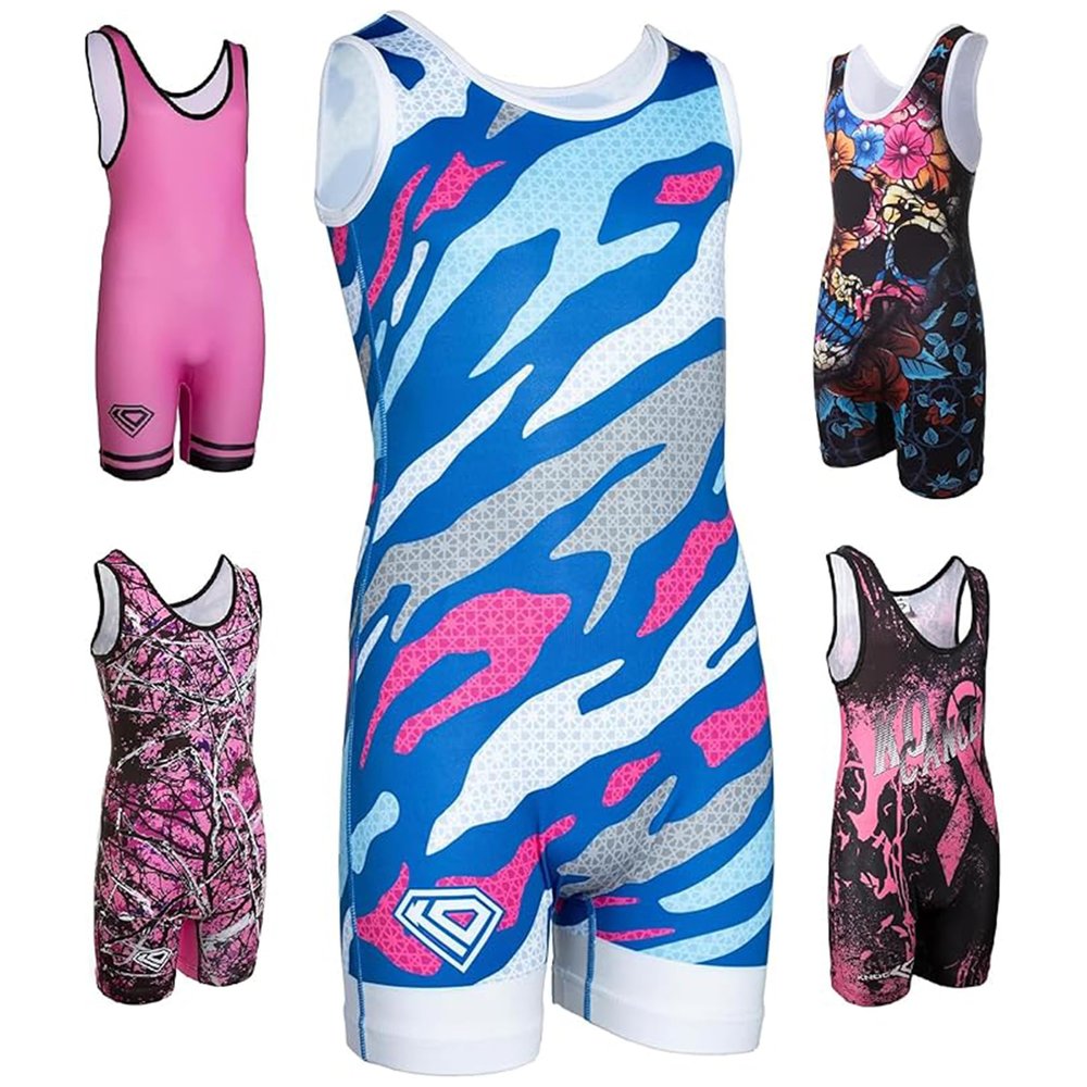 KO Sports Gear Unisex Wrestling Singlet for Adult Wrestlers - Wrestling Singlet for Men & Women - Bold Durable Uniform, Stretchy Breathable Material - Cosmic Wave, Adult X-Small