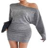 Women's Dresses Space Dye Drop Shoulder Solid Dress Dress for Women (Color : Gray, Size : Medium) view 1