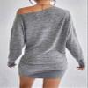 Women's Dresses Space Dye Drop Shoulder Solid Dress Dress for Women (Color : Gray, Size : Medium) view 3