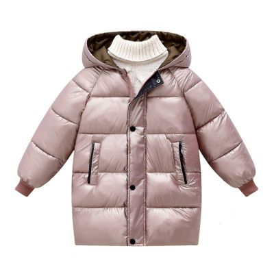Ikevan Kids Girls Long Thicken Jacket Girls Boys Outerwear Snow Jacket Laminated Bubble Kids Coat with Hoodie (Pink, 3-4 Years)