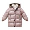Ikevan Kids Girls Long Thicken Jacket Girls Boys Outerwear Snow Jacket Laminated Bubble Kids Coat with Hoodie (Pink, 3-4 Years) view 1