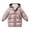 Ikevan Kids Girls Long Thicken Jacket Girls Boys Outerwear Snow Jacket Laminated Bubble Kids Coat with Hoodie (Pink, 3-4 Years) view 2