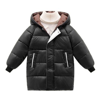 Ikevan Kids Girls Long Thicken Jacket Girls Boys Outerwear Snow Jacket Laminated Bubble Kids Coat with (Black, 4-5 Years)