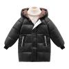 Ikevan Kids Girls Long Thicken Jacket Girls Boys Outerwear Snow Jacket Laminated Bubble Kids Coat with (Black, 4-5 Years) view 2
