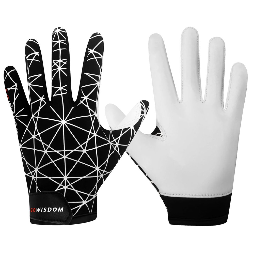 WATSAVPUP Youth Football Gloves Kids Silicone Grip Sports Receiver Gloves with Super Stick Ability for Enhanced Game Experience Training for Beginners (Starry Sky, XS/S(5.5-6 Inch))