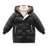 Ikevan Kids Girls Long Thicken Jacket Girls Boys Outerwear Snow Jacket Laminated Bubble Kids Coat with (Black, 3-4 Years) view 1