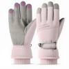 DONBAO Winter Women Ski Gloves, Waterproof Touch Screen Snow Gloves, Warm Windproof Snowboard for Skiing Hiking Cycling (Pink) view 1