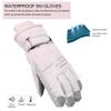 DONBAO Winter Women Ski Gloves, Waterproof Touch Screen Snow Gloves, Warm Windproof Snowboard for Skiing Hiking Cycling (Pink) view 3