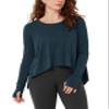ODODOS Long Sleeve Tee for Women with Thumb Hole Athletic Gym Workout Crop Tops Yoga Shirts, Deep Teal, Small view 1