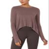 ODODOS Long Sleeve Tee for Women with Thumb Hole Athletic Gym Workout Crop Tops Yoga Shirts, Dusty Rose, Medium view 1