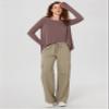 ODODOS Long Sleeve Tee for Women with Thumb Hole Athletic Gym Workout Crop Tops Yoga Shirts, Dusty Rose, Medium view 3