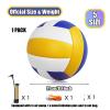 Magicorange Volleyball, 1 Pack Official Size 5 Soft Touch Recreational Volleyballs- PU Leather Indoor Outdoor Volleyballs for Beach Play, Game,Gym,Training -Includes Ball Pump (Blue Yellow) view 2