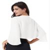 Xnihocha Womens Shrug Soft Chiffon Open Front Sheer 3/4 Sleeve Cropped Bolero Cardigan for Evening Dress Ivory Medium view 2