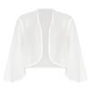 Xnihocha Womens Shrug Soft Chiffon Open Front Sheer 3/4 Sleeve Cropped Bolero Cardigan for Evening Dress Ivory Medium view 3
