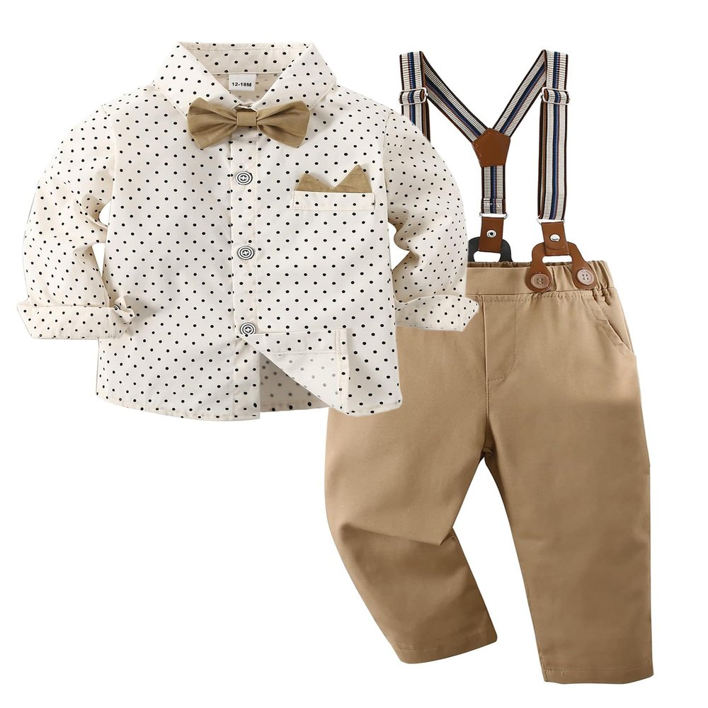 ARTMINE Toddler Boy Clothes Suit Gentleman Wedding Outfits, Formal Dress Shirt+Bowtie+Vest+Pants