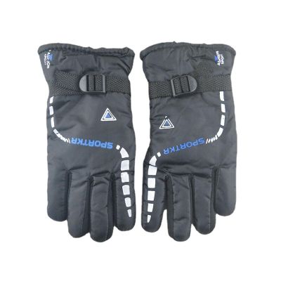 Men's Winter Warmth, Outdoor Skiing, Skating, Windproof, Cold, Thickened, Fleece Cycling, Motorcycle Cotton Gloves