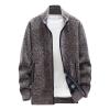 Cardigan Men, Zip Up Stand Collar Cardigan Sweater Knitwear with Pockets Wool Sweaters for Men Shawl Plaid Cardigan Sweaters Buttons Mens Cardigans Sweater Cardigan Sweater (4XL, Coffee) view 1