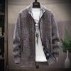 Cardigan Men, Zip Up Stand Collar Cardigan Sweater Knitwear with Pockets Wool Sweaters for Men Shawl Plaid Cardigan Sweaters Buttons Mens Cardigans Sweater Cardigan Sweater (4XL, Coffee) view 2