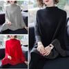 BednL Shiny Women's Wool Shawl,Irregular Poncho,Womens Elegant Knitted Shawl Poncho,Bat Sleeve Warm Knitted Capes for Women (grey,L) view 2