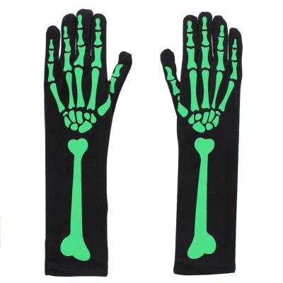 AHCOR Halloween Skull Glove Skeleton Stockings Prom Prop Glow Ghost Bone Socks Prom Party Prom Costume