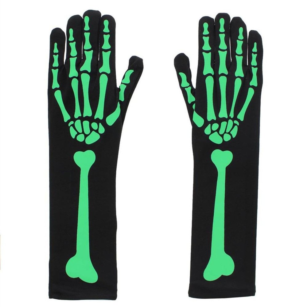 AHCOR Halloween Skull Glove Skeleton Stockings Prom Prop Glow Ghost Bone Socks Prom Party Prom Costume
