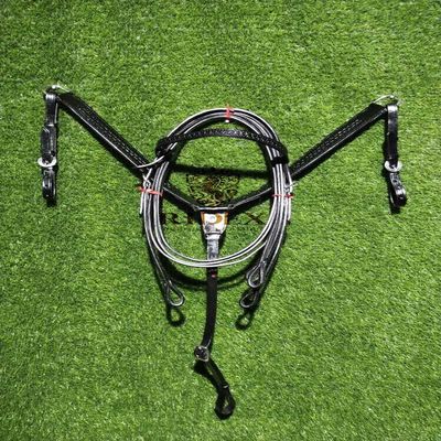 SABA International Black Leather Western Headstall & Breast Plate Collar Set for Horse (Cob)