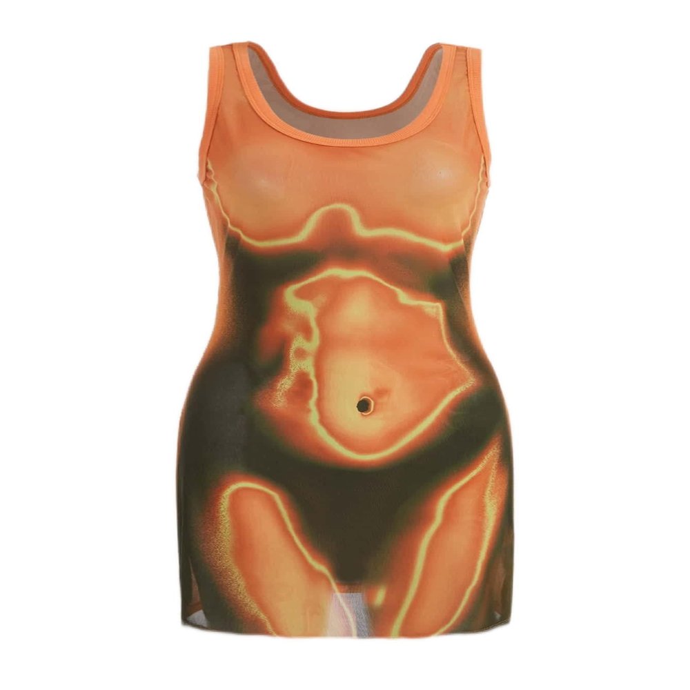 SENTANA Women Dress Body Heat Map Print Tank Dress The Women's Apparel (Color : Multicolor, Size : Medium)