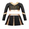 JEATHA Girls Cheerleading Outfits Halloween Dance Costume Long Sleeve Cheers Crop Top with Pleated Skirt Set Black A 16 Years view 1