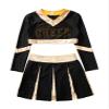 JEATHA Girls Cheerleading Outfits Halloween Dance Costume Long Sleeve Cheers Crop Top with Pleated Skirt Set Black A 16 Years view 3
