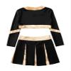 JEATHA Girls Cheerleading Outfits Halloween Dance Costume Long Sleeve Cheers Crop Top with Pleated Skirt Set Black A 16 Years view 4