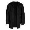 Mens Sweaters, Long Cardigan Casual Open Front Knit Sweater with Hood Men Sweaters for Fashion Cotton Shawl Collar Sweater Cardigan Dark Grey Black Cardigan Casual Sweater (4XL, Black) view 3