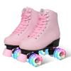 Wiwiy Roller Skates for Women Men, Leather High Top Double-Row Skates Pink, for Beginner Indoor Outdoor Roller Skates(Women's 6 / Men's 5) view 2
