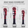 Golf Club Head Covers Knit for Woods Driver Fairway Hybrid Head Cover Knitted Pom Pom Stripes Pattern for Main Wood Clubs (Blue&Red-Driver-1 Pcs) view 2