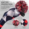 Golf Club Head Covers Knit for Woods Driver Fairway Hybrid Head Cover Knitted Pom Pom Stripes Pattern for Main Wood Clubs (Blue&Red-Driver-1 Pcs) view 3
