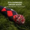 Golf Club Head Covers Knit for Woods Driver Fairway Hybrid Head Cover Knitted Pom Pom Stripes Pattern for Main Wood Clubs (Blue&Red-Driver-1 Pcs) view 4