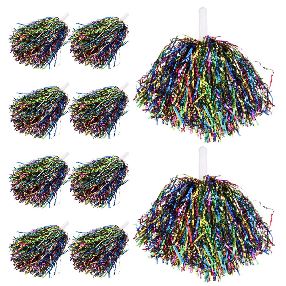 BESPORTBLE 10pcs Reusable Cheerleader Pom Poms Cheering Props for Sports Events Lightweight Gymnastics Pompoms Smooth Handles for College and Dance Competitions