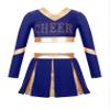 JEATHA Girls Cheerleading Outfits Halloween Dance Costume Long Sleeve Cheers Crop Top with Pleated Skirt Set Navy Blue A 16 Years view 1