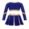 JEATHA Girls Cheerleading Outfits Halloween Dance Costume Long Sleeve Cheers Crop Top with Pleated Skirt Set Navy Blue A 16 Years view 2