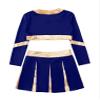 JEATHA Girls Cheerleading Outfits Halloween Dance Costume Long Sleeve Cheers Crop Top with Pleated Skirt Set Navy Blue A 16 Years view 4