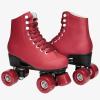 Wiwiy Roller Skates for Women Men,with Leather High Top Four Shiny Wheel Roller Skates Wine Red, for Beginner Indoor Outdoor(Women's 8.5 / Men's 7.5) view 2