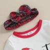 Baby Girl Christmas Outfit Long Sleeve Romper Onesie Deer Plaid Suspender Skirt Set Cute Fall Winter Clothes (White-Christmas Deer, 6-9 Months) view 4