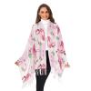VIGTRO Summer Flamingo Watercolor Women Wrap Pashmina Shawl, Cute Pink Floral Winter Warm Long Scarf with Tassels for Evening Dress & Wedding view 1