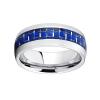 8 mm Tungsten Carbide Ring Blue Carbon Fiber Inlay Tungsten Engagement Rings Mirror Polished Finish Women Wedding Bands view 2