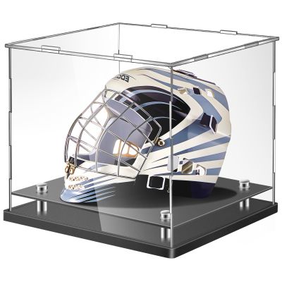 Barydat Football Helmet Display Case 14.2 x 11 x 12.6 Inch Full Size Acrylic Clear Hat Display Crystal Hat Box with Stainless Steel Risers for Basketball Sports Collectibles Showcase Memorabilia