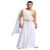 Vxuxlje Men's Greek Toga Costumes Cospaly Party Fancy Dress Roman Senator Robe with Wristband White Medium view 2