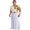 Vxuxlje Men's Greek Toga Costumes Cospaly Party Fancy Dress Roman Senator Robe with Wristband White Medium view 3