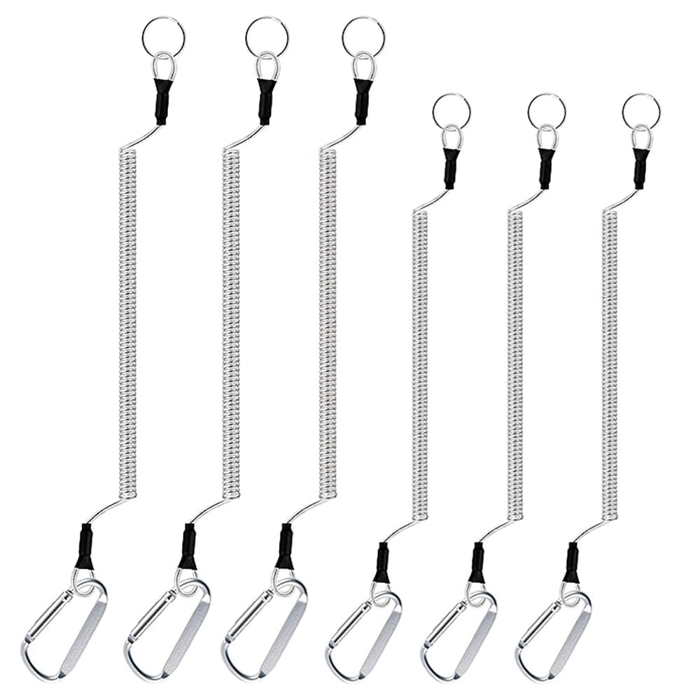 SENRISE Heavy Duty Fishing Lanyards Fishing Pole Tether Board Fishing Accessories, Anti-Lost Rope for Fishing Tools/Rods/Paddles (Silver)